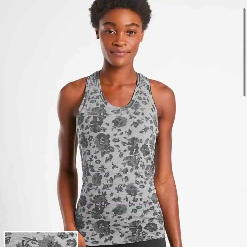 Athleta Momentum Tank Space Dye Floral Gray Large
